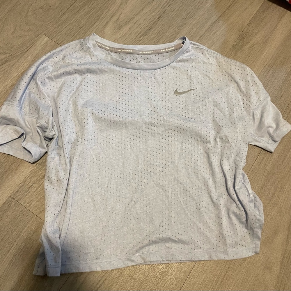 Nike light blue cropped running shirt